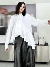 Luxury Asymmetric Ruffle Blouse